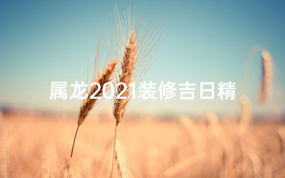 属龙2021装修吉日精选：吉祥开工，旺运启航